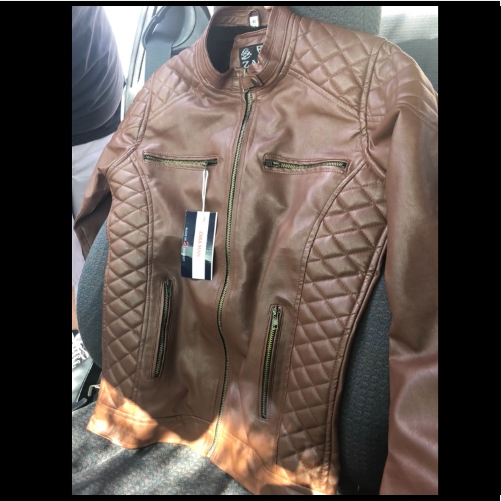 Zara genuine leather jacket